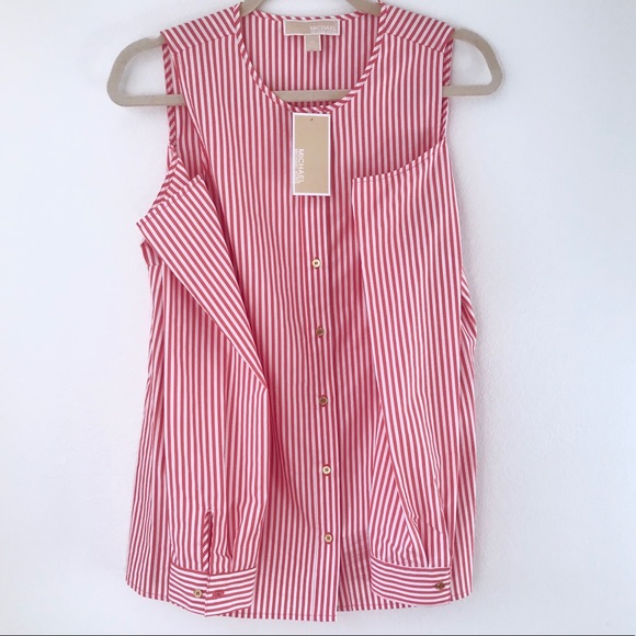 Michael Kors Tops - MICHAEL KORS Striped Cold Shoulder Medium Top